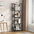 JSB 5 Tier Metal Bookshelf Bathroom Storage Standing Shelf Unit Kitchen Storage Organizer Display Rack Bookcases Shelves for Living Room, Bedroom, Office (Widen Black, 5 Tier)