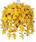Ivydale Artificial Fall Hanging Flowers with Basket for Outdoors Decoration, Fake Hibiscus Vines Faux Plants Realistic Silk Flowers for Planters Outside Home Patio Porch Balcony, Fall Yellow
