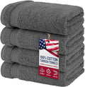 American Veteran Towel, Hand Towels for Bathroom Set of 4, 100% Cotton Turkish Hand Towel Sets Clearance Prime, Soft Hand Face Towels, Dark Gray Hand Towels