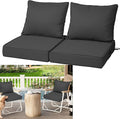 Outdoor Deep Seat Cushions for Patio Furniture Set of 2, Waterproof Outdoor Chair Cushions 24 x 24 x 4'' Patio Furniture Cushion with Fade Resistant Removable Cover, Handle & Straps, Dark Gray