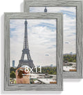 8x11 Picture Frame Set of 2, Made of Real Glass and Rustic Grey Wooden Frame - 8 by 11 Photo for Wall or Tabletop Display
