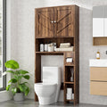 Meilocar Bathroom Over ToiletStorage Cabinet with Toilet Paper Holder Stand, Freestanding Bathroom Storage Organizer Cabinet Space Saver W/Adjustable Shelf, Walnut