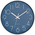 Foxtop 14 Inch Wall Clock Large Silent Non-Ticking Battery Operated Round Quartz Modern Wall Clock Decorative for Office Living Room Bedroom Kitchen Home (Cerulean)