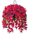 Ivydale Artificial Faux Hanging Flowers Plant Baskets for Outdoors Decoration, Fake Hibiscus UV Resistance Realistic Silk Flower for Outside Home Patio Porch Balcony Garden Wedding, Mix