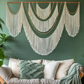 Flber Large Macrame Wall Hanging – Boho Yarn Art Garland with Tassels and Beads, Handmade Rope Decor for Nursery, Party, Wedding, Bedroom, Fireplace Mantel, or Photo Backdrop 57