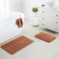 YHF Bathroom Rug Set 2 Piece, Extra Thick & Soft Microfiber Shaggy, Machine Washable Bath Mats, Absorbent Bath Rugs, Non-Slip Rubber Backing Bath Mat for Bathroom Floor, Tub and Shower, Rust