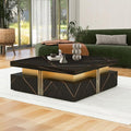 Merax Coffee Table, Modern Square Coffee Table with 4 Drawers, Contemporary Luxury Center Table Cocktail Table with Gold Accents for Living Room, 43.3