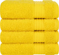 Cotton Paradise 100% Cotton Turkish Washcloth Set for Bathroom, 4 Piece Soft Absorbent Small Hand Face Towels Wash Rags, Yellow