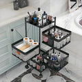 Rotating Kitchen Storage Rack,Bathroom Shelf,Kitchen Organization and Storage,Bathroom Storage Organizer,Fruit Basket,Rolling Carts with Wheels(Black, 4 Tier-Square)
