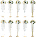 NUPTIO Gold Vases for Weddings - 10 Pcs 29.5in Tall Crystal Flower Stand Centerpieces