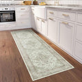 vivorug Runner Rug 2'x8' Vintage Floral Washable Non-Slip Runners for Hallways Kitchen Entryway Laundry Room Carpet Hallway Runner Sage Green
