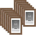 4x6 inch Picture Frame, 4x6 Photo Frames with 3.5x5 Removable Mat - High Definition Plexiglass - Vertical and Horizontal Display - Wall Hanging Frame - Walnut Color, 12 Pack