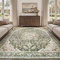 PADOOR-Vintage Area Rug 9X12 Rugs for Living Room-Soft Olive Green Rugs for Bedroom-Machine Washable Rug Non Slip Carpet-Rug for Dining Room Living Room Bedside Office