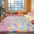 Rainbow Area Rugs for Girls Bedroom, 5x8 Fluffy Fuzzy Shaggy Carpet for Kids Playroom Nursery Living Room, Thick Soft Plush Mat for Kids Baby Boys Teen Dorm Home Decor Aesthetic