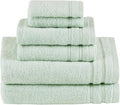 Comfort Spaces Luxury Bath Set - 6 Pieces (2 Bath Towels, 2 Hand Towels, 2 Washcloths) - 100% Cotton, Quick-Dry - Lightweight, Soft Seafoam Green