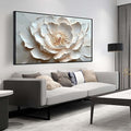Flower Art Wall Decor for Living Room - White Canvas Wall Art for Office - Large Black Framed Wall Art for Bedroom Size 29