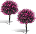 Set of 2 Artificial Boxwood Topiary Ball Bush for Outdoor with Ground Spike 21.6