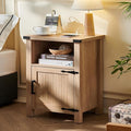 Boho Fluted Nightstand for Bedroom, 18