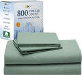 California Design Den Queen Bed Sheets Set - Luxury Hotel 800 Thread Count Sateen, Natural 100% Cotton Queen Size Sheets, Deep Pockets with Anti-Skid Elastic, Cool and Durable Bedding - Sage Green
