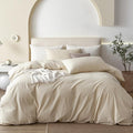 JIYUAN 100% Washed Cotton Duvet Cover Set 3 PCS Oversized King Plus, 1 Duvet Cover 128