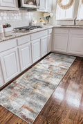 vivorug Grey Runner Rug 2x10 Machine Washable Rug with Non-Slip Backing, Ideal for Kitchen Hallway Entryway Laundry Room - Modern Abstract, Durable, Easy Clean, Low Pile Carpet Runner