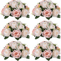 NUPTIO Flower Balls for Wedding Centrepieces - 6 Pcs 9.5in Diameter Artificial Flower Ball Arrangement Bouquet Peachy Pink & Creamy White Fake Rose Flowers Party Centerpieces for Weddings Tables