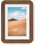 5x7 Round Corner Picture Frame, Solid Oak Photo Frame Matted For 4x6 With Plexiglass, Ready To Hang On Wall Or Stand As Tabletop Framing, Walnut, 1 Pack