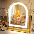 Lighted Makeup Mirror with 3-Color Dimmable Lighting, with Removable 10x Magnifier, Smart Touch Control, 360° Rotation, 15