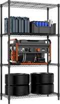 1000 lbs 4 Tier Shelf Metal Storage Shelves Shelving Wire Rack Heavy Duty Closet Organizers for Garage Kitchen Bathroom Laundry Black 15.7