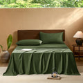 EVERLY King Sheets Set,Luxuriously 400 Thread Count Organic Viscose Derived from Bamboo Bed Sheet,Cooling Sheets for King Size 4 Piece Deep Pockets Bedding Sheets &Pillowcases-Dark Green