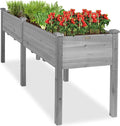 Best Choice Products 72x24x30in Raised Garden Bed, Elevated Wood Planter Box Stand for Backyard, Patio, Balcony w/Divider Panel, 6 Legs, 300lb Capacity - Gray