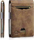 Zitahli Slim Wallet for Men Gifts 12 Card Slots ID Window With Money Clip Minimalist RFID Front Pocket Bifold Leather Small Thin Gift Box Dad Birthday Christmas Regalos Hombres