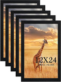 12x24 Picture Frame Set of 5,Wooden Frame 12x24 Wall Gallery Poster Photo frame Black with Durable Shatter Resistant Plexiglass for Wall Mounting 12 by 24 Photos Posters frame -wedding best gift