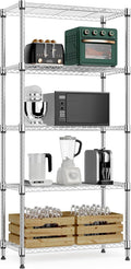 1250 lbs 5 Tier Shelf Metal Storage Shelves Wire Rack Closet Organizers for Garage Kitchen Bathroom Laundry Black 11.8