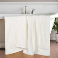 Superior Honeycomb Cotton Medium Weight Towels, for Bathroom, Shower, Spa, Pool, Quick Dry, Adults, Home Essentials, Textured Waffle Border, Oversized Large Towels, Bath Sheets, Set of 2, Ivory