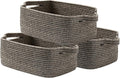 KALLAX Small Woven Basket, 14 x 10 x 5.6 Inches, Small Storage Baskets for Organizing, Gift Baskets Empty, Cute Rope Shelf Closet Storage Bins for Shelves, Dog Toy Basket, Black & Brown Mixed