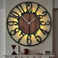LEIKE Large LED Wall Clocks,Silent,Non Ticking,Battery Operated Rustic Round Modern Big Wood Wall Clock for Living Room, Bedroom,Kitchen,Farmhouse,Office,Home Decor -32