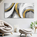 Large Abstract Wall Art - Modern Black White Gold Tones Hand Drawn Textures Ink Graffiti Canvas Painting Artwork for Home Bedroom Living Room Office Hallway Bed Above Decor 29