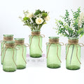 Vintage Glass Flower Vase,6 Pack Green Farmhouse Glass Centerpiece Vases Mason Jars for Weddings, Parties & Home Decor Bulk (6,Green)