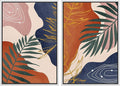 SIGNFORD Framed Canvas Print Wall Art Set Retro Mid-Century Geometric Forest Plants Abstract Shapes Illustrations Modern Art Decorative Bohemian for Living Room, Bedroom, Office - 16