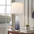 Glass Table Lamps for Living Room, Modern Bedside Lamps with USB A+C Ports, 3-Way Dimmable Touch Control Nightstand Lamp with White Linen Shade, 27.5