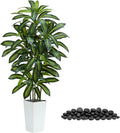 Artificial Dracaena Tree:5FT Faux Silk Tropical Yucca Floor Trees Realistic Fake Green Plant with Natural Wood Trunk & Lifelike Leaves for Home Office Decor Indoor & Outdoor (5FT,1-Pack,White)