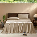 EVERLY Twin Sheets Set,Luxuriously 400 Thread Count Organic Viscose Derived from Bamboo Bed Sheet,Cooling Sheets for Twin Size 3 Piece Deep Pockets Bedding Sheets-Champagne