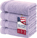American Veteran Towel, Hand Towels for Bathroom Set of 4, 100% Cotton Turkish Hand Towel Sets Clearance Prime, Soft Hand Face Towels, Lilac Hand Towels