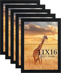 11X16 Picture Frame Set of 5,Wooden Frame 11X16 Wall Gallery Poster Photo frame Black with Durable Shatter Resistant Plexiglass for Wall Mounting Family -friend- wedding best gift