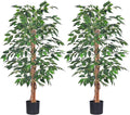2Packs 4FT Artificial Ficus Tree, Fake Plants with Sturdy Plastic Nursery Pot,Faux Ficus Trees for Home Office Living Room Indoor Outdoor Decor Perfect Housewarming Gift (4FT-2Packs)