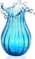 8inch Blown Glass Bubble Vase Collection Modern Art Flower Vase Decoration for Home Decor Living Room,Office,Centerpiece,Table and Wedding,Blue