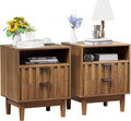 Fluted Nightstand Set of 2 with 2 Drawers, 19