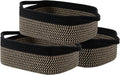 KALLAX Small Woven Basket, 12 x 8 x 4.5 Inches, Small Storage Baskets for Organizing, Gift Baskets Empty, Cute Rope Shelf Closet Storage Bins for Shelves, Dog Toy Basket, Black & Brown