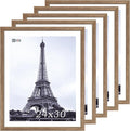 VCK 24x30 Poster Frame 5 Pack, Brown Walnut Wood Picture Frame, Exclusive Wood Grain, Wall Mounting Hanging
